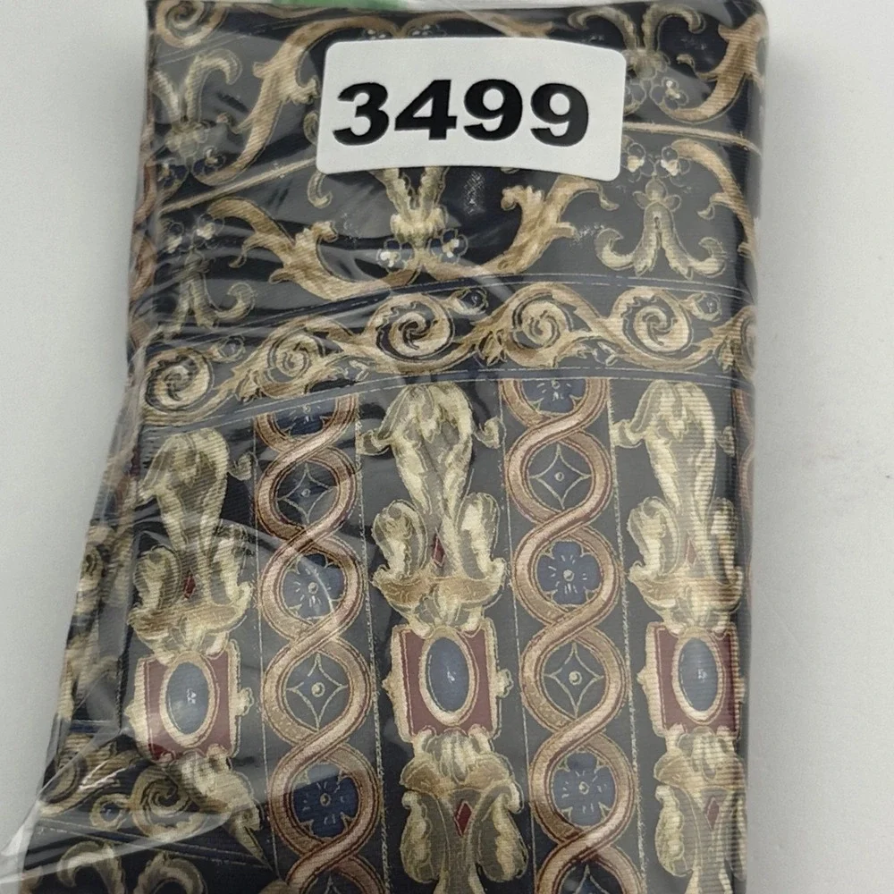 Monsieur Givenchy Silk Tie Navy‎ Gold Baroque Scrollwork Vintage Made in USA